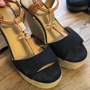 Coach Wedges Tan and Black
